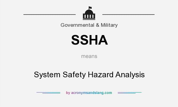 What does SSHA mean? It stands for System Safety Hazard Analysis