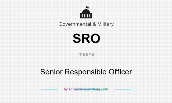 What does SRO mean? It stands for Senior Responsible Officer