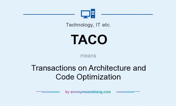 What does TACO mean? It stands for Transactions on Architecture and Code Optimization
