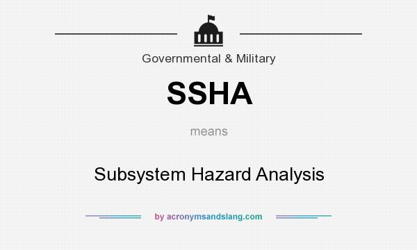 What does SSHA mean? It stands for Subsystem Hazard Analysis