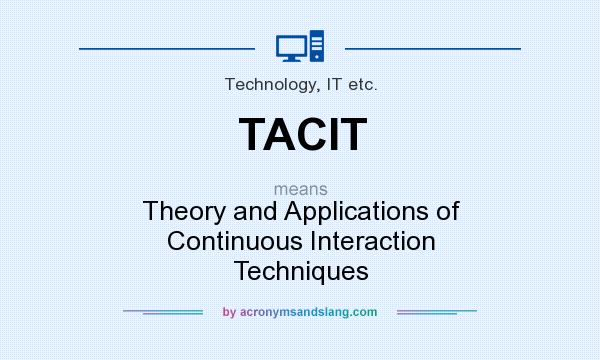 What does TACIT mean? It stands for Theory and Applications of Continuous Interaction Techniques