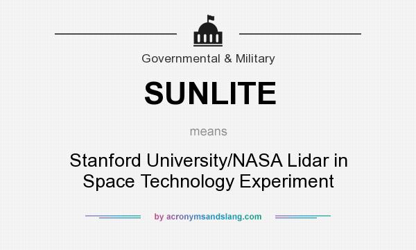 What does SUNLITE mean? It stands for Stanford University/NASA Lidar in Space Technology Experiment