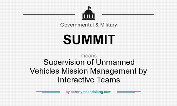 What does SUMMIT mean? It stands for Supervision of Unmanned Vehicles Mission Management by Interactive Teams