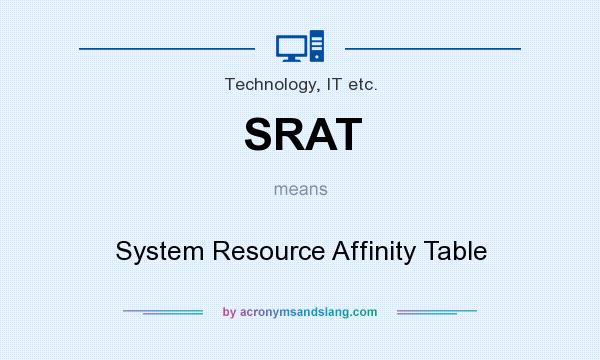 What does SRAT mean? It stands for System Resource Affinity Table