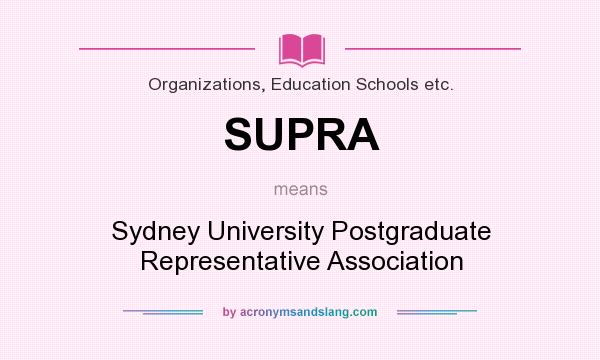 What does SUPRA mean? It stands for Sydney University Postgraduate Representative Association