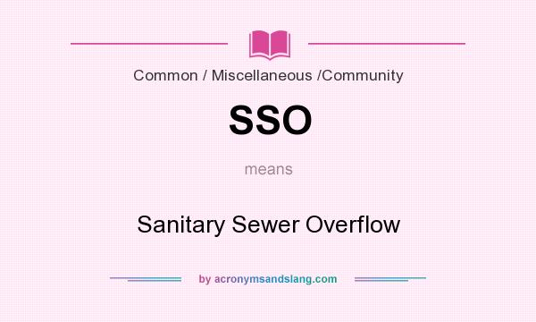 What does SSO mean? It stands for Sanitary Sewer Overflow