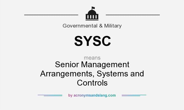 What does SYSC mean? It stands for Senior Management Arrangements, Systems and Controls