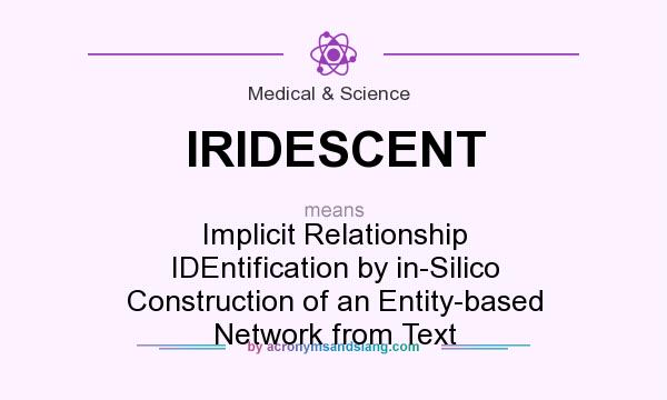 What does IRIDESCENT mean? It stands for Implicit Relationship IDEntification by in-Silico Construction of an Entity-based Network from Text