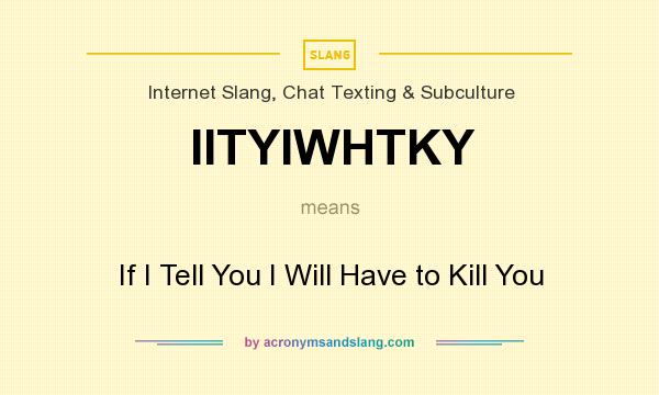 What does IITYIWHTKY mean? It stands for If I Tell You I Will Have to Kill You