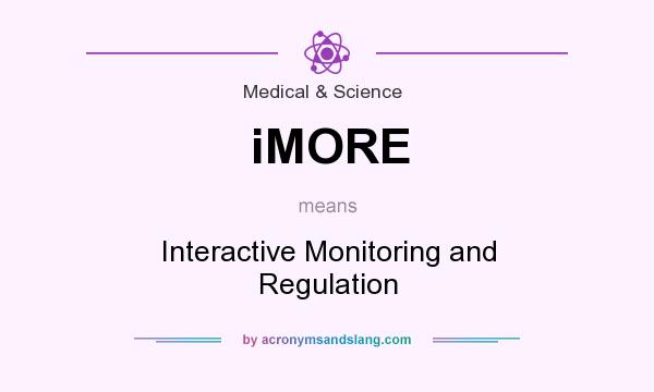 What does iMORE mean? It stands for Interactive Monitoring and Regulation