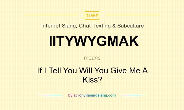 What does IITYWYGMAK mean? It stands for If I Tell You Will You Give Me A Kiss?