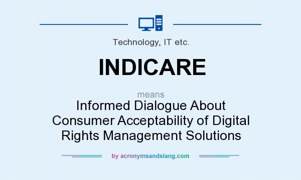 What does INDICARE mean? It stands for Informed Dialogue About Consumer Acceptability of Digital Rights Management Solutions