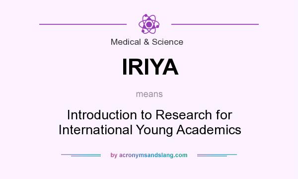What does IRIYA mean? It stands for Introduction to Research for International Young Academics