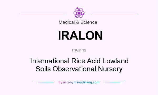 What does IRALON mean? It stands for International Rice Acid Lowland Soils Observational Nursery