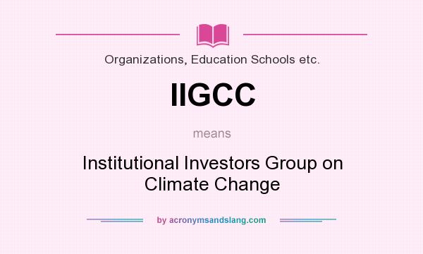 What does IIGCC mean? It stands for Institutional Investors Group on Climate Change
