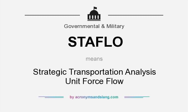 What does STAFLO mean? It stands for Strategic Transportation Analysis Unit Force Flow