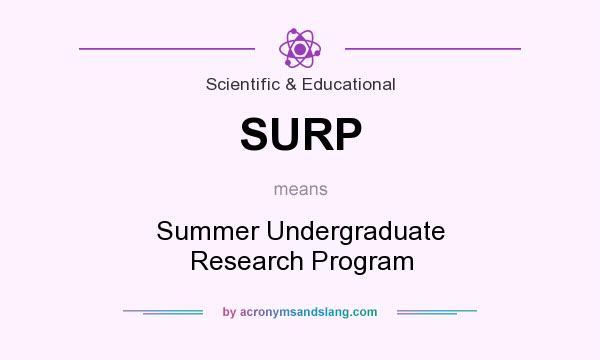 What does SURP mean? It stands for Summer Undergraduate Research Program