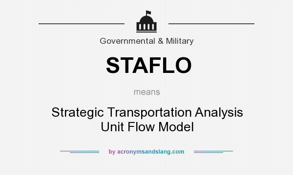 What does STAFLO mean? It stands for Strategic Transportation Analysis Unit Flow Model