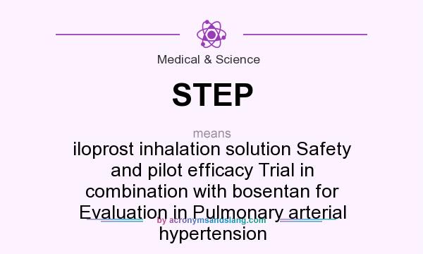 What does STEP mean? It stands for iloprost inhalation solution Safety and pilot efficacy Trial in combination with bosentan for Evaluation in Pulmonary arterial hypertension