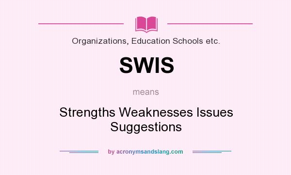 What does SWIS mean? It stands for Strengths Weaknesses Issues Suggestions