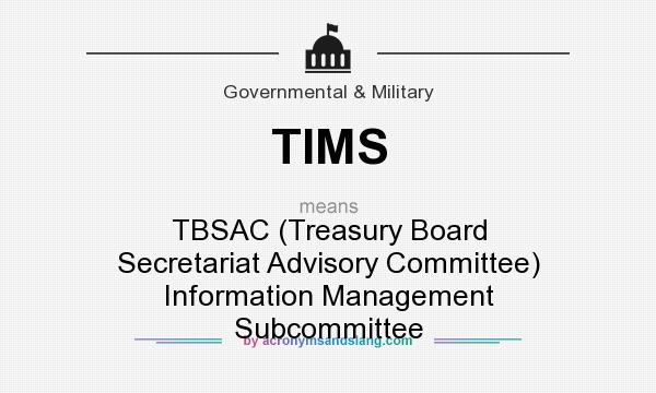 What does TIMS mean? It stands for TBSAC (Treasury Board Secretariat Advisory Committee) Information Management Subcommittee