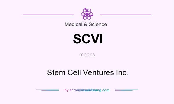 What does SCVI mean? It stands for Stem Cell Ventures Inc.