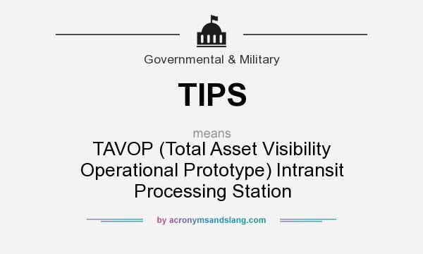 What does TIPS mean? It stands for TAVOP (Total Asset Visibility Operational Prototype) Intransit Processing Station