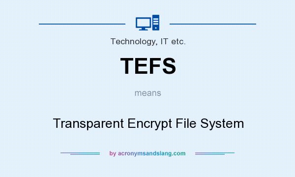 What does TEFS mean? It stands for Transparent Encrypt File System