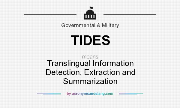 What does TIDES mean? It stands for Translingual Information Detection, Extraction and Summarization