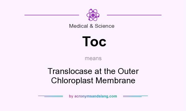 What does Toc mean? It stands for Translocase at the Outer Chloroplast Membrane