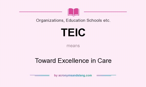 What does TEIC mean? It stands for Toward Excellence in Care