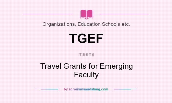 What does TGEF mean? It stands for Travel Grants for Emerging Faculty