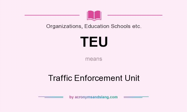 What does TEU mean? It stands for Traffic Enforcement Unit