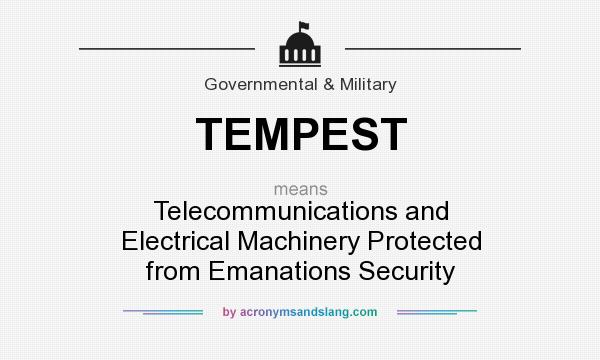 What does TEMPEST mean? It stands for Telecommunications and Electrical Machinery Protected from Emanations Security