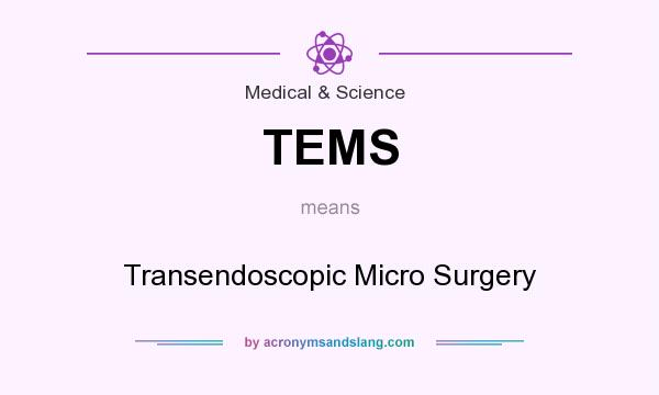 What does TEMS mean? It stands for Transendoscopic Micro Surgery