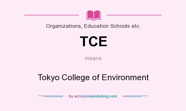 What does TCE mean? It stands for Tokyo College of Environment