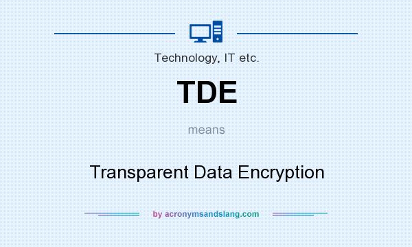 What does TDE mean? It stands for Transparent Data Encryption
