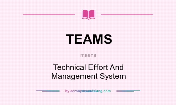 What does TEAMS mean? It stands for Technical Effort And Management System
