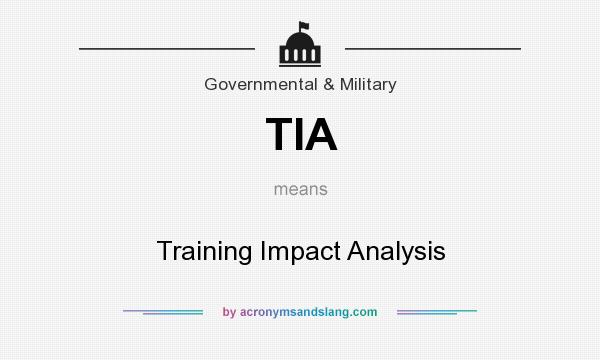 What does TIA mean? It stands for Training Impact Analysis