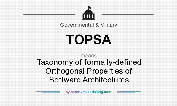 What does TOPSA mean? It stands for Taxonomy of formally-defined Orthogonal Properties of Software Architectures