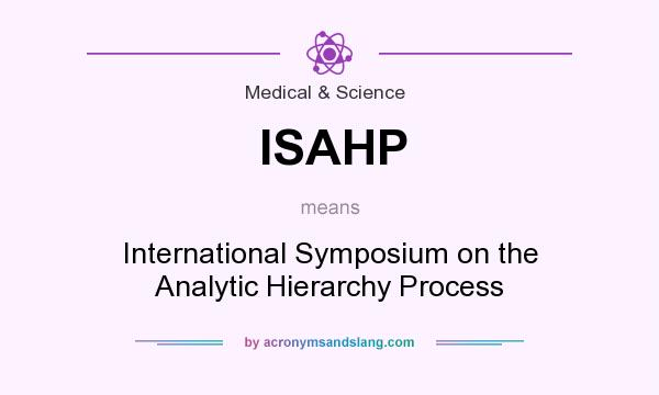 What does ISAHP mean? It stands for International Symposium on the Analytic Hierarchy Process
