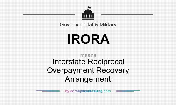 What does IRORA mean? It stands for Interstate Reciprocal Overpayment Recovery Arrangement