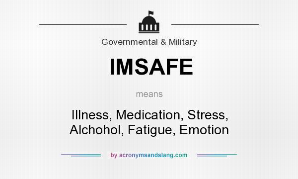 What does IMSAFE mean? It stands for Illness, Medication, Stress, Alchohol, Fatigue, Emotion
