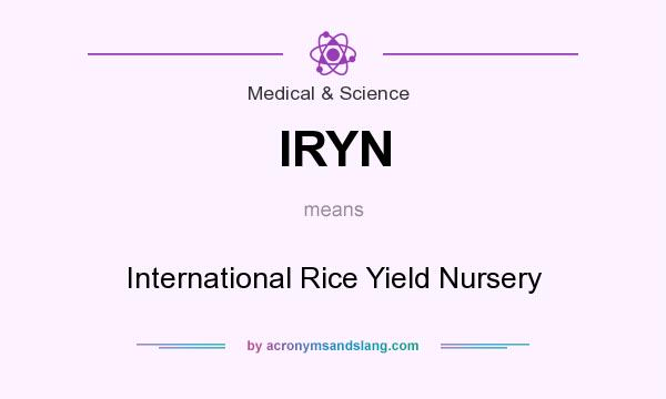 What does IRYN mean? It stands for International Rice Yield Nursery