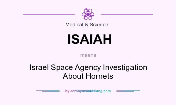 What does ISAIAH mean? It stands for Israel Space Agency Investigation About Hornets
