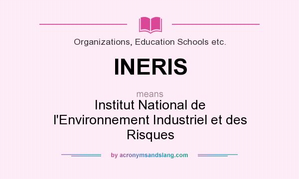 What does INERIS mean? It stands for Institut National de l`Environnement Industriel et des Risques