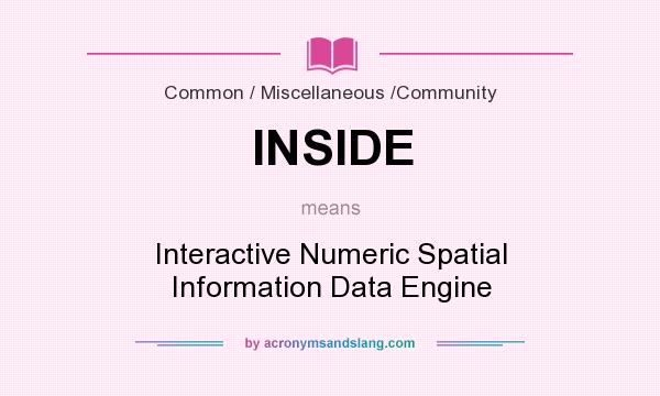 What does INSIDE mean? It stands for Interactive Numeric Spatial Information Data Engine