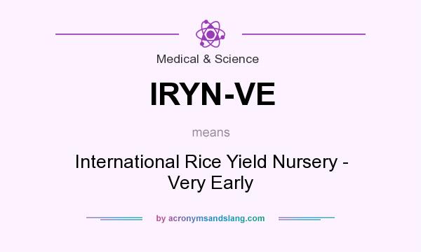 What does IRYN-VE mean? It stands for International Rice Yield Nursery - Very Early
