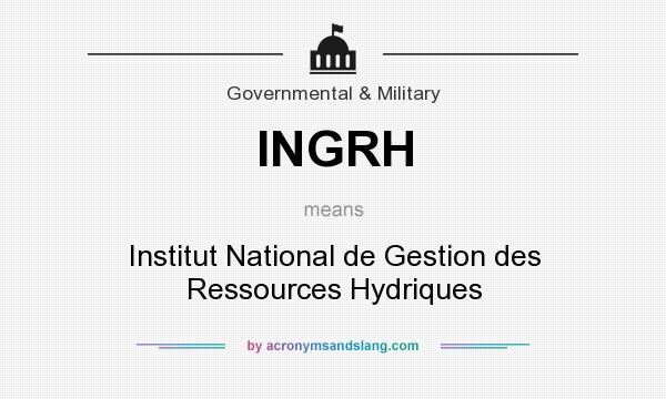 What does INGRH mean? It stands for Institut National de Gestion des Ressources Hydriques