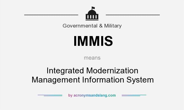 What does IMMIS mean? It stands for Integrated Modernization Management Information System